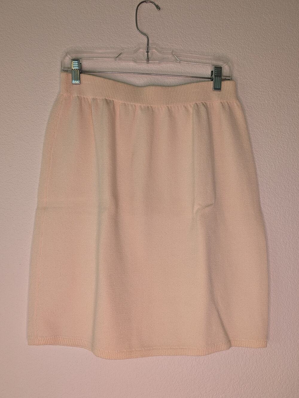 St. John Basics Pencil Skirt 10 Cream Santana Knit Straight Midi Officewear Chic